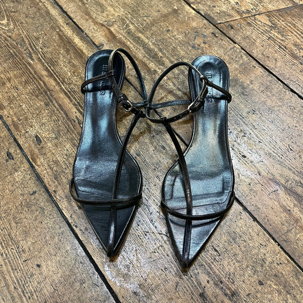 JIL SANDER BLACK STRAPPY KITTEN HEELS