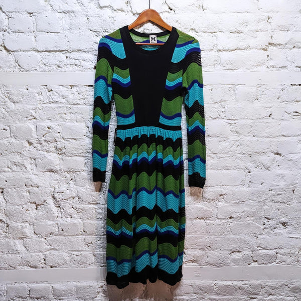 MISSONI BLACK/BLUE/GREEN KNIT DRESS STORM IN A TEACUP MISSONI BLACK/BLUE/GREEN KNIT DRESS STORM IN A TEACUP
