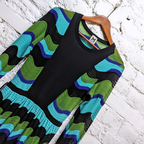 MISSONI BLACK/BLUE/GREEN KNIT DRESS STORM IN A TEACUP MISSONI BLACK/BLUE/GREEN KNIT DRESS STORM IN A TEACUP