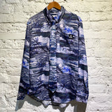MARTINE ROSE X TOMMY HILFIGER BLUE/LAVENDER HAWAIIAN SHIRT WITH TIE