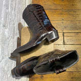 MARTINE ROSE BROWN MOCK-CROC LEATHER COWBOY BOOTS