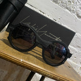 YOHJI YAMAMOTO BLACK ROUND SUNGLASSES