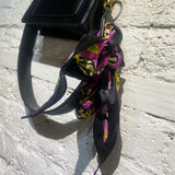 MARC JACOBS BLACK LEATHER HANDBAG SILK SCARF DETAIL