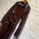 EMIN + PAUL BORDEAUX PU TRENCH COAT