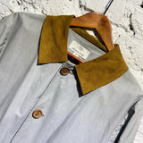 MELINDA GLOSS GREY COTTON OVERCOAT SUEDE COLLAR