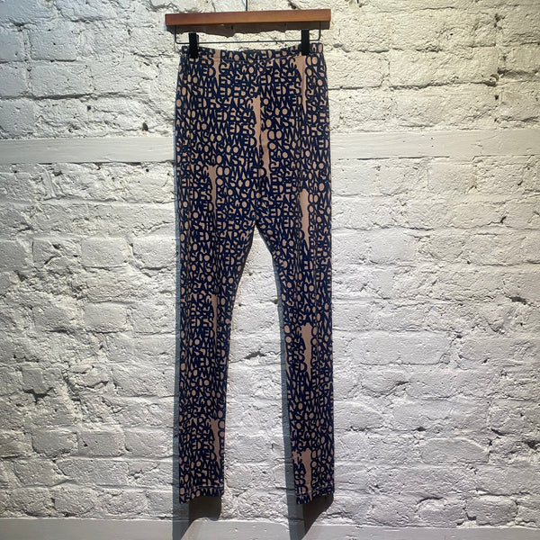 COMME DES GARCONS NAVY PRINT LEGGINGS