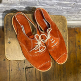 MANOLO BLAHNIK SUEDE BROGUE SANDALS