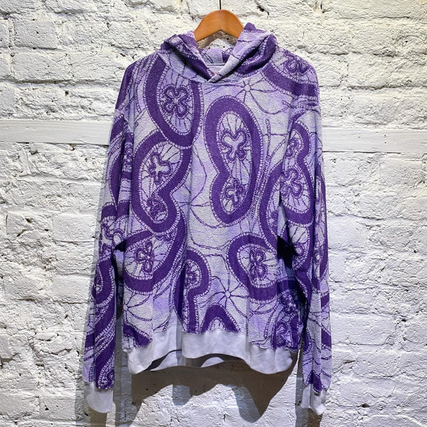 NEEDLES PURPLE PATTERN TOWELLING HOODIE