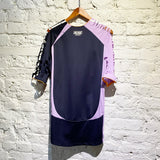 MARTINE ROSE NAVY/LAVENDER SLASHED TOP