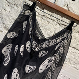 ALEXANDER MCQUEEN BLACK SKULL SILK SCARF