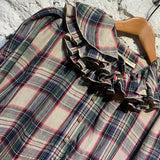 BALENCIAGA CHECK SHIRT DRESS RUFFLED COLLAR