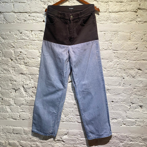 RAF SIMONS DUAL CONSTRUCTION TWO TONE JEANS