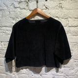 AVA CATHERSIDE LASER CUT BLACK CROP TOP