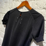 MARGIELA S/S BLACK ROUND NECK (KEYHOLE) KNIT SWEATER