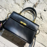 MARC JACOBS BLACK LEATHER HANDBAG SILK SCARF DETAIL