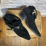 SANDRO BLACK SUEDE ANKLE BOOTS