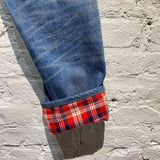 JUNYA WATANABE MAN X LEVIS EYE DENIM JEANS TARTAN TURN UPS