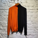 DIRK BIKKEMBERGS ORANGE/BLACK TURTLENECK KNIT