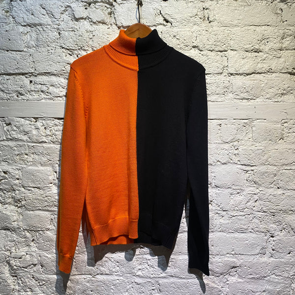 DIRK BIKKEMBERGS ORANGE/BLACK TURTLENECK KNIT