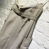 ALEXANDER MCQUEEN WOVEN GREY/YELLOW/BLACK BELTED PLEATED SKIRT 2006