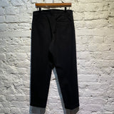 BEAMS BLACK FELTED WOOL TROUSERS