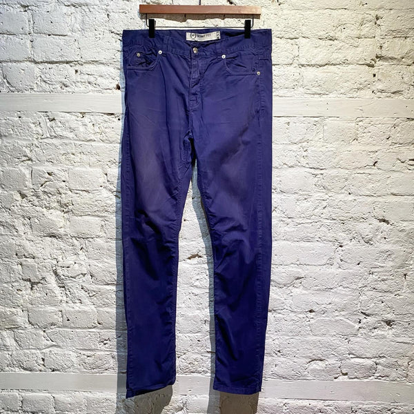 ALEXANDER MCQUEEN MCQ SLIM FIT NAVY COTTON TROUSERS
