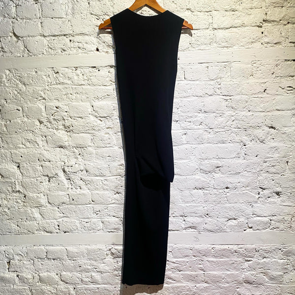 RICK OWENS BLACK SLEEVELESS MIDI LENGTH KNIT DRESS
SIZE S