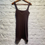 COURREGES BROWN RIBBED JERSEY DRESS