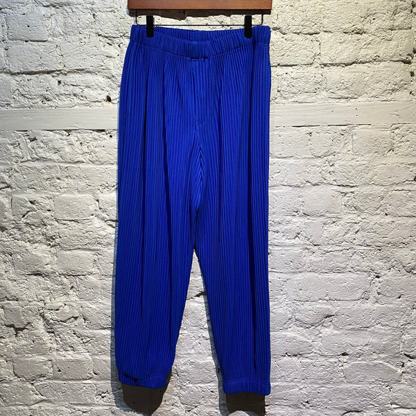 ISSEY MIYAKE HOMME PLISSE BLUE TROUSERS
