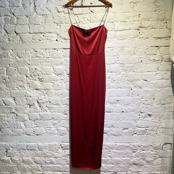 REFORMATION BURGUNDY LONG SLIP DRESS