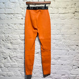 UNRAVEL PROJECT ORANGE HIGH WAISTED LEATHER TROUSERS