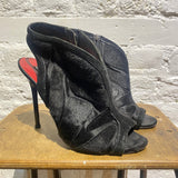 CHARLES JOURDAN BLACK LEATHER/PONY HEELS