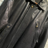 GIANNI VERSACE VINTAGE BLACK LEATHER COAT