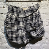 ALEXANDER VAUTHEIR BLACK/WHITE WOVEN CHECK SHORTS