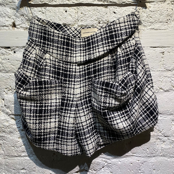 ALEXANDER VAUTHEIR BLACK/WHITE WOVEN CHECK SHORTS