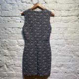 YANG LI ARCHIVE BLACK + WHITE JACQUARD BOUCLE TANK DRESS WITH RAW SIDE SEAMS