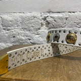 GIANNI VERSACE VINTAGE WHITE LEATHER STUDDED BELT