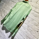 MARTINE ROSE MINT GREEN SATIN SHIRT WITH PRINT