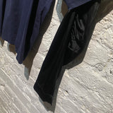 DRIES VAN NOTEN NAVY L/S WITH BLACK RUCHED SATIN SLEEVES