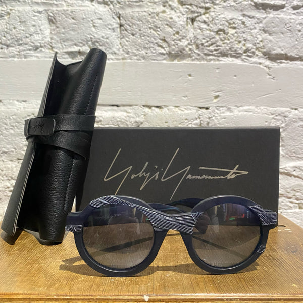 YOHJI YAMAMOTO BLUE ROUND SUNGLASSES