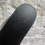ANCIENT GREEK SANDALS BLACK LEATHER SLIDES