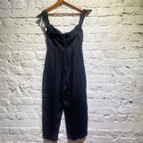 REFORMATION BLACK LINEN-MIX JUMPSUIT