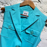 MOSCHINO CHEAP & CHIC TURQUOISE WAISTCOAT WITH WHITE BELT
