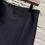 MIU MIU MIDNIGHT WOOL MIX WRAP SKIRT