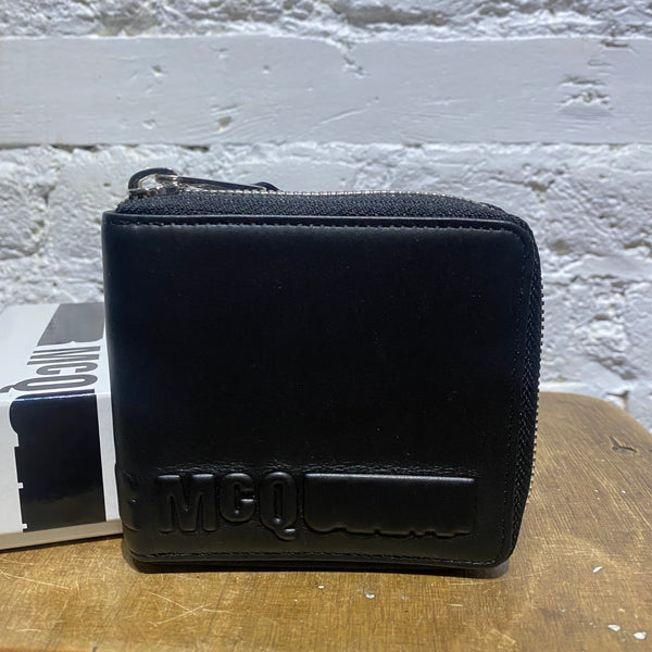 ALEXANDER MCQUEEN MCQ BLACK LEATHER ZIP WALLET