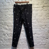 ALEXANDER MCQUEEN BLACK/SILVER EMBROIDERED TROUSERS