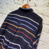 HENRIK VIBSKOV NAVY WOOL STRIPED WOOL MIX BUTTON UP SHIRT