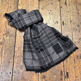 ALEXANDER MCQUEEN GREY TARTAN SILK EVENING SCARF