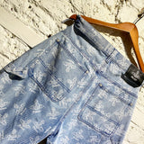 VIVIENNE WESTWOOD X PALACE SKATEBOARDS ORB PRINTED BLUE DENIM SHORTS