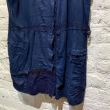 BY WALID DARK BLUE ANTIQUE COTTON GILET WITH SASHIKO STITCH DETAILS